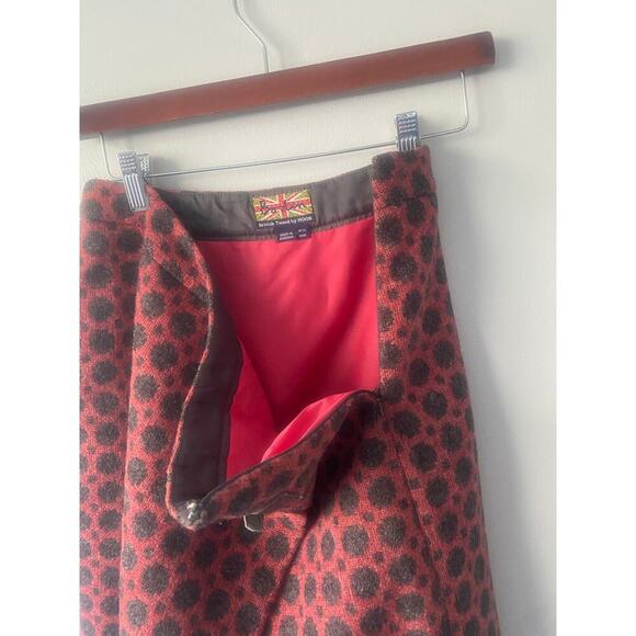 BODEN British Tweed by Moon 100% Wool Polka Dot Crossover Mini Skirt 8L - Picture 4 of 7